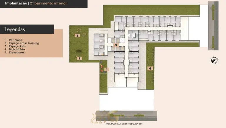 Planta de implantação do 2º subsolo em condomínio residencial no bairro do Campo Belo, na Zona Sul de São Paulo