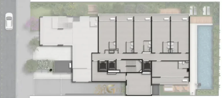 Planta de implantação do empreendimento em condomínio residencial no bairro de Moema, na Zona Sul de São Paulo