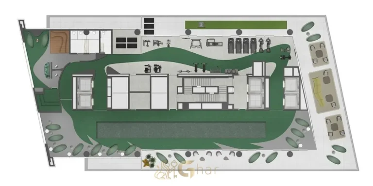 Planta de implantação do rooftop em condomínio residencial no bairro da Vila Olímpia, na Zona Sul de São Paulo
