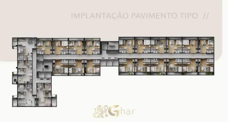Planta de tipologia do empreendimento em apartamentos no bairro da Vila Olímpia, São Paulo