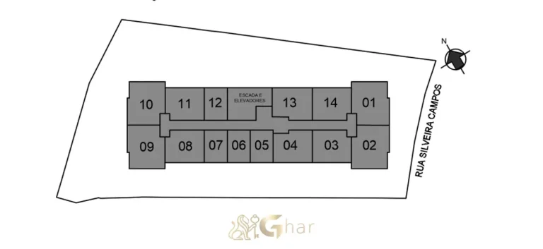 Planta esquemática das tipologias disponíveis em condomínio residencial no bairro do Cambuci, no Centro de São Paulo