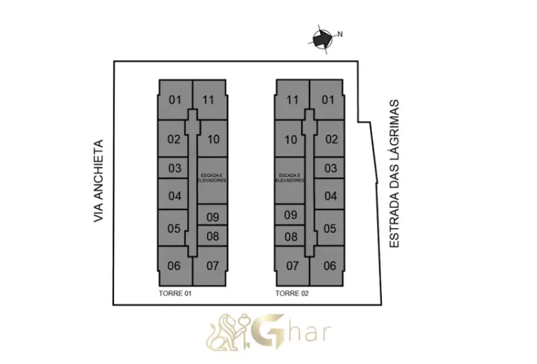 Planta geral das tipologias disponíveis em condomínio residencial no bairro do Sacomã, na Zona Sul de São Paulo