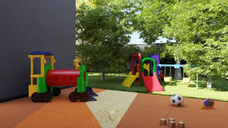 Playground infantil em condomínio residencial no bairro de Moema, na Zona Sul de São Paulo