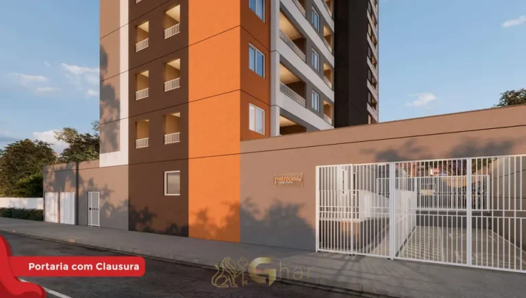 Portaria com clausura e acesso controlado em condomínio residencial no bairro da Penha, na Zona Leste de São Paulo