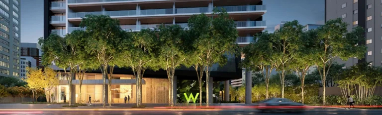 Portaria de acesso residencial do condomínio W Residences São Paulo no bairro da Vila Olímpia, São Paulo