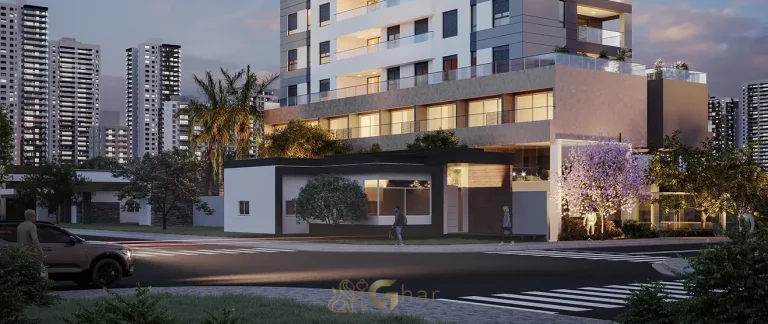 Entrada da portaria em condomínio residencial no bairro de Moema, na Zona Sul de São Paulo