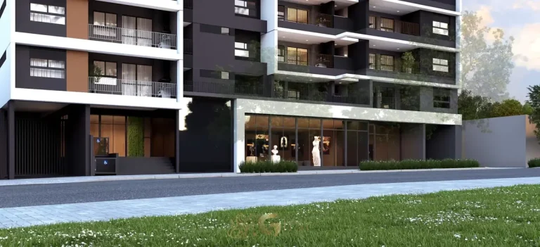 Portaria e loja térrea do condomínio Autoral Moema Residences no bairro de Moema, São Paulo