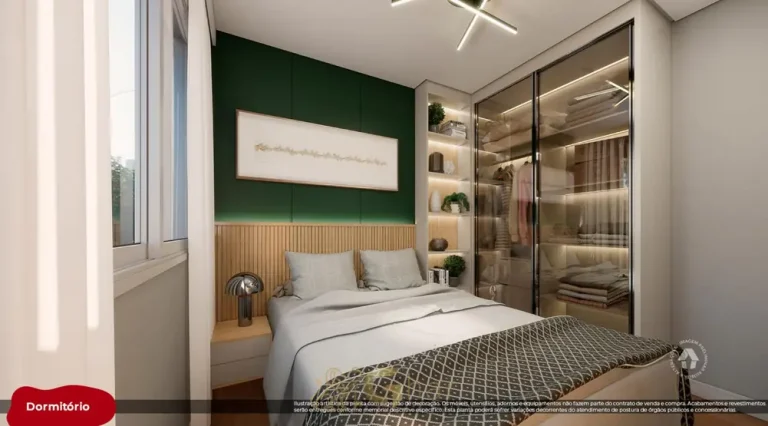 Quarto do apartamento decorado em condomínio residencial no bairro de Itaquera, na Zona Leste de São Paulo