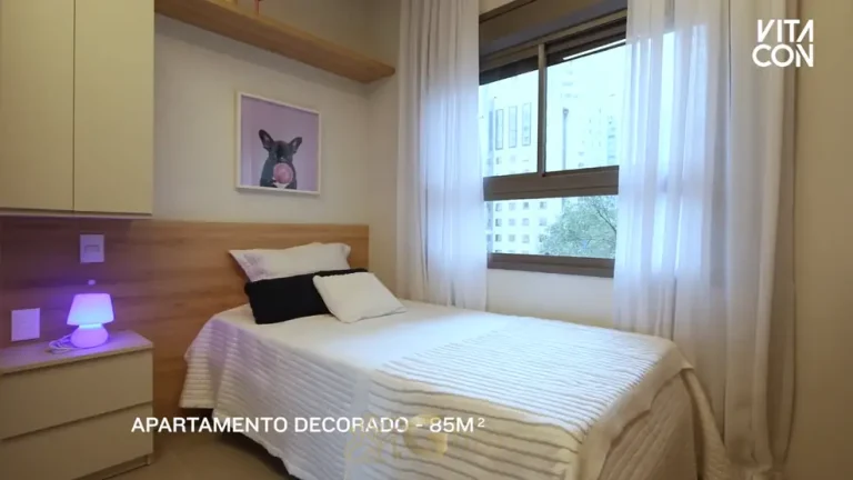 O quarto do apartamento decorado do condomínio ON Jurupis no bairro de Moema, São Paulo