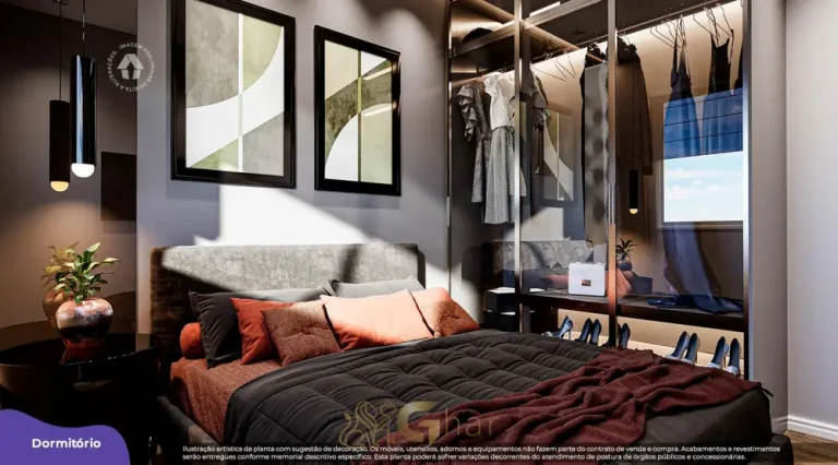 Quarto do apartamento decorado em condomínio residencial no bairro do Capão Redondo, na Zona Sul de São Paulo