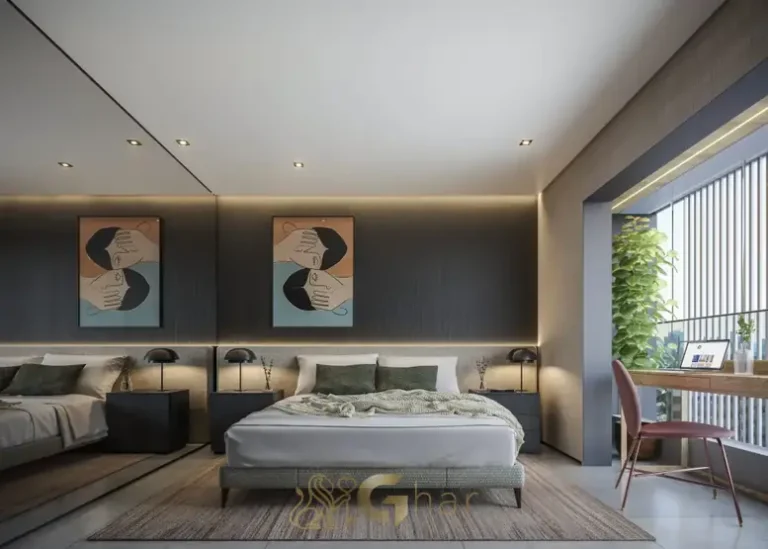 Quarto de casal do apartamento decorado em condomínio residencial no bairro de Moema, na Zona Sul de São Paulo