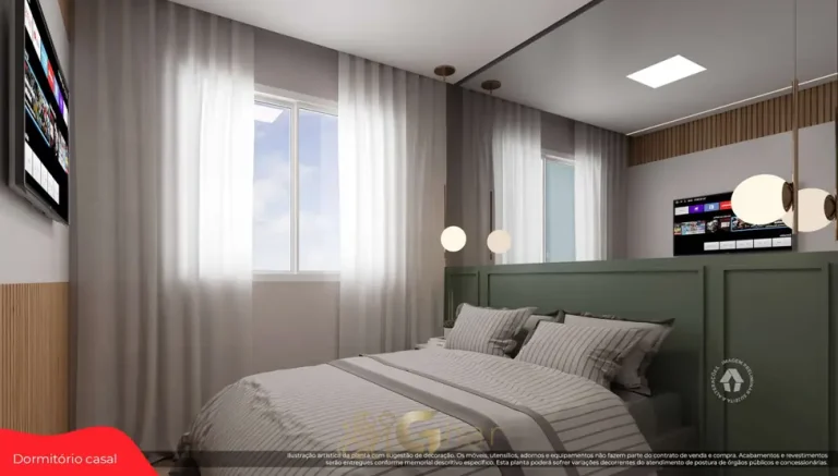Quarto de casal do apartamento decorado em apartamentos no bairro de Artur Alvim, São Paulo