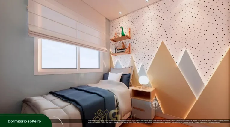 Quarto de solteiro do apartamento decorado em condomínio residencial no bairro do Alto do Ipiranga, na Zona Sul de São Paulo