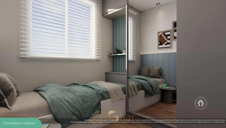 Quarto de solteiro do apartamento decorado em apartamentos no bairro da Freguesia do Ó, São Paulo
