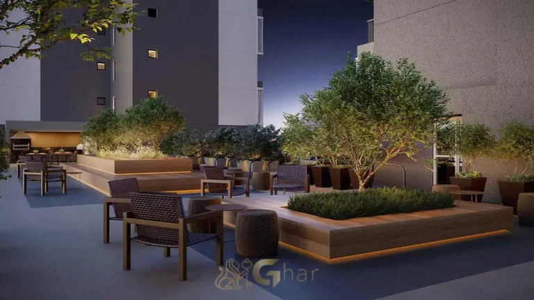 Rooftop com vista panorâmica em condomínio residencial no bairro de Moema, na Zona Sul de São Paulo