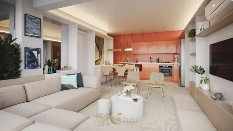Sala do apartamento decorado de 66 m² em apartamentos no bairro de Moema, São Paulo