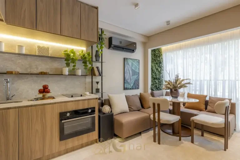 Sala integrada do apartamento decorado em apartamentos no bairro de Moema, São Paulo