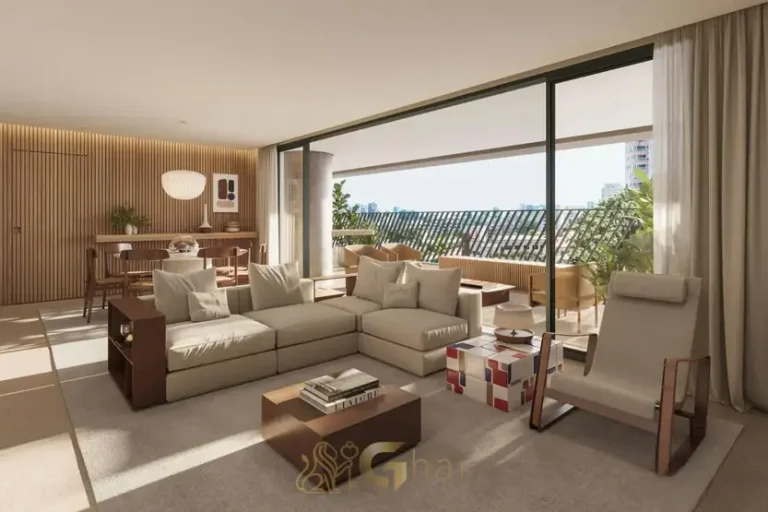 Sala do apartamento decorado em condomínio residencial no bairro do Brooklin, na Zona Sul de São Paulo