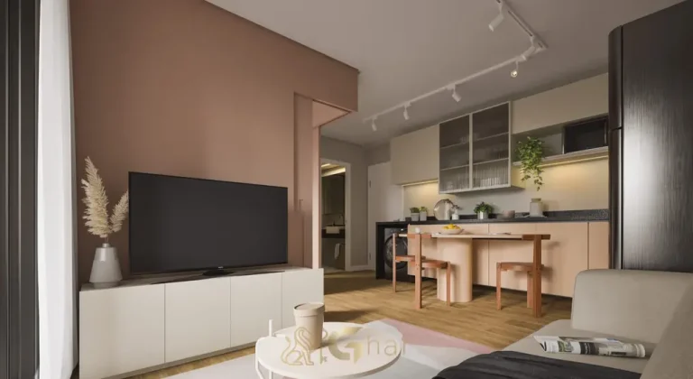 Sala de estar do apartamento decorado em apartamentos no bairro da Vila Olímpia, São Paulo