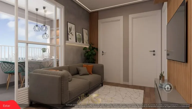 Sala de jantar integrada do apartamento decorado em apartamentos no bairro de Artur Alvim, São Paulo