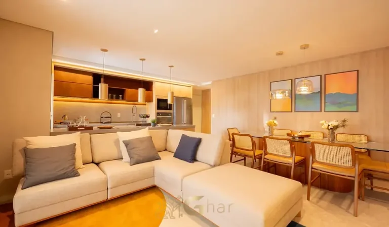 Sala do apartamento decorado em apartamentos no bairro de Moema, São Paulo