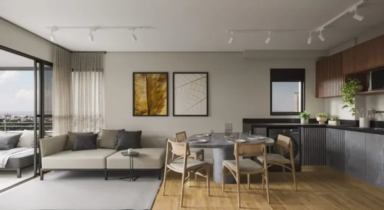 Sala do apartamento decorado com sala ampliada em apartamentos no bairro da Vila Olímpia, São Paulo