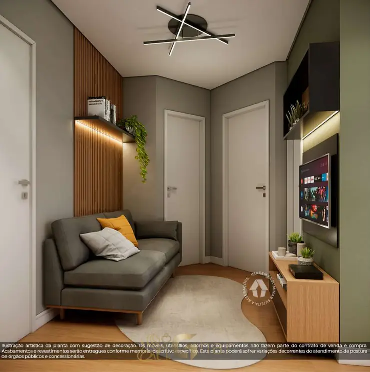 Sala do apartamento decorado em apartamentos no bairro da Vila das Belezas, São Paulo