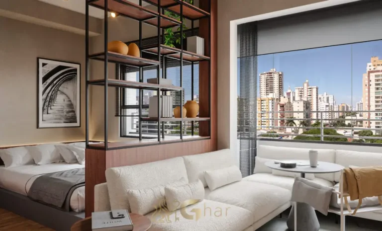 Ambiente integrado da sala do apartamento decorado do condomínio Zenion no bairro da Vila Olímpia, São Paulo