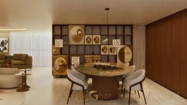 Sala de jantar com mesa posta do apartamento decorado em apartamentos no bairro de Moema, São Paulo