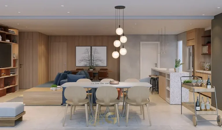 Sala de jantar do apartamento decorado em apartamentos no bairro de Moema, São Paulo