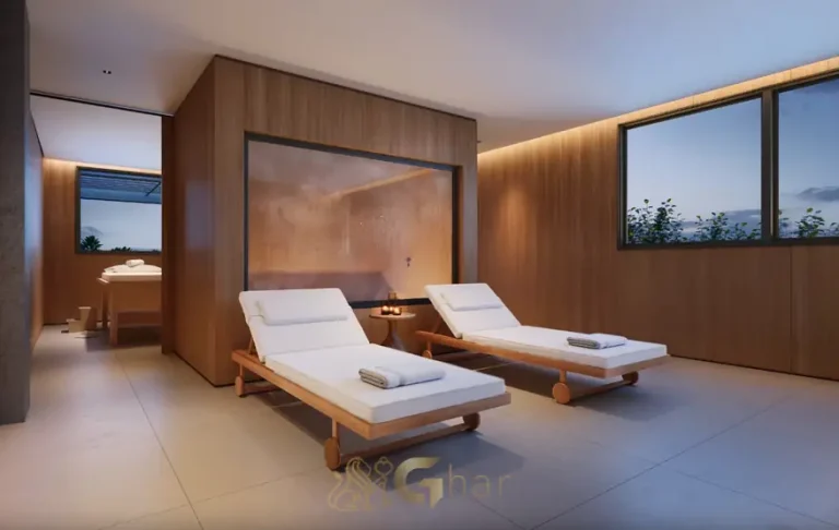 Sala de massagem da sauna em apartamentos no bairro da Vila Olímpia, São Paulo