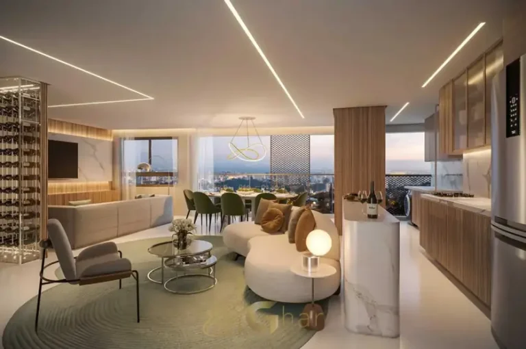 Sala com varanda do apartamento decorado em apartamentos no bairro de Moema, São Paulo