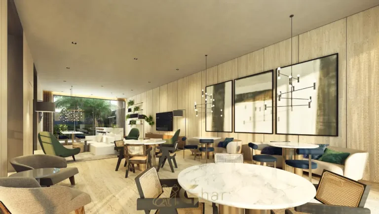 Salão de festas com espaço gourmet integrado em apartamentos no bairro de Moema, São Paulo