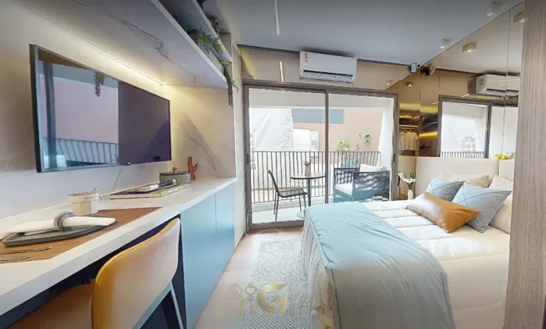 Studio decorado em apartamentos no bairro de Moema, São Paulo