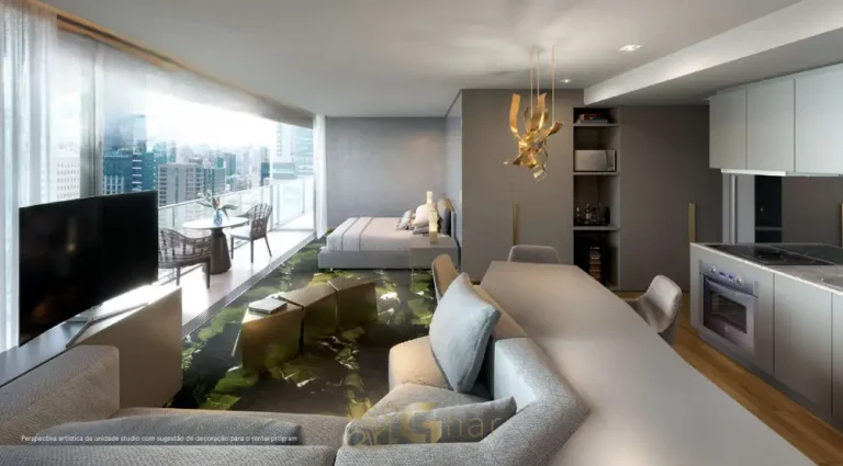 Studio decorado do condomínio W Residences São Paulo no bairro da Vila Olímpia, São Paulo