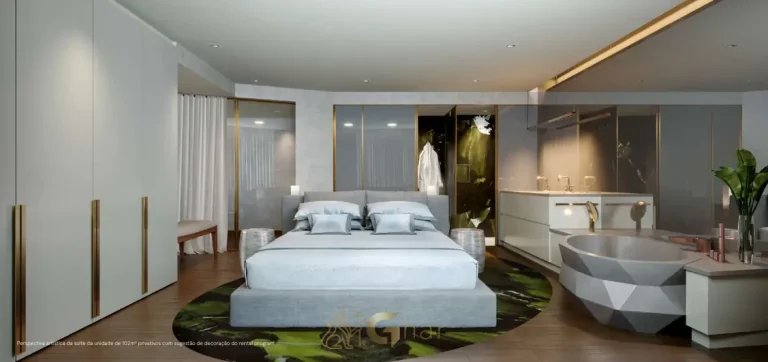 Suíte do apartamento decorado em apartamentos no bairro da Vila Olímpia, São Paulo