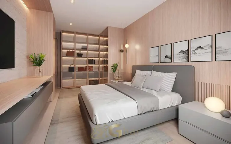 Suíte master do apartamento decorado de 189 m² em apartamentos no bairro de Moema, São Paulo