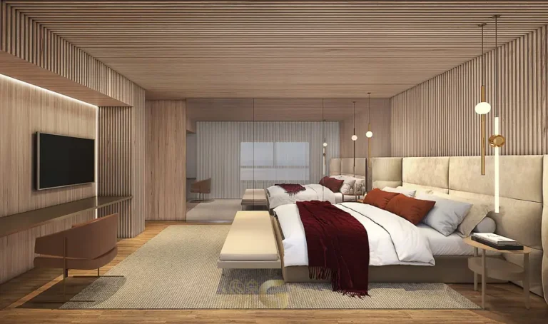 Suíte master do apartamento decorado em apartamentos no bairro do Ibirapuera, São Paulo