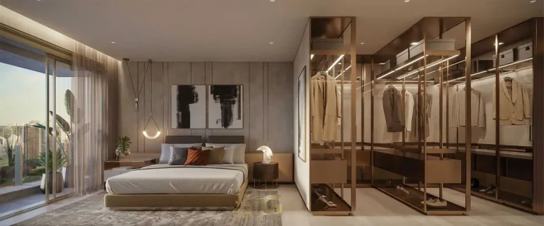 Suíte master do apartamento decorado em apartamentos no bairro de Moema, São Paulo