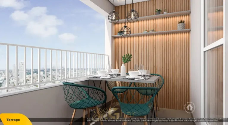 Terraço do apartamento decorado em apartamentos no bairro do Butantã, São Paulo