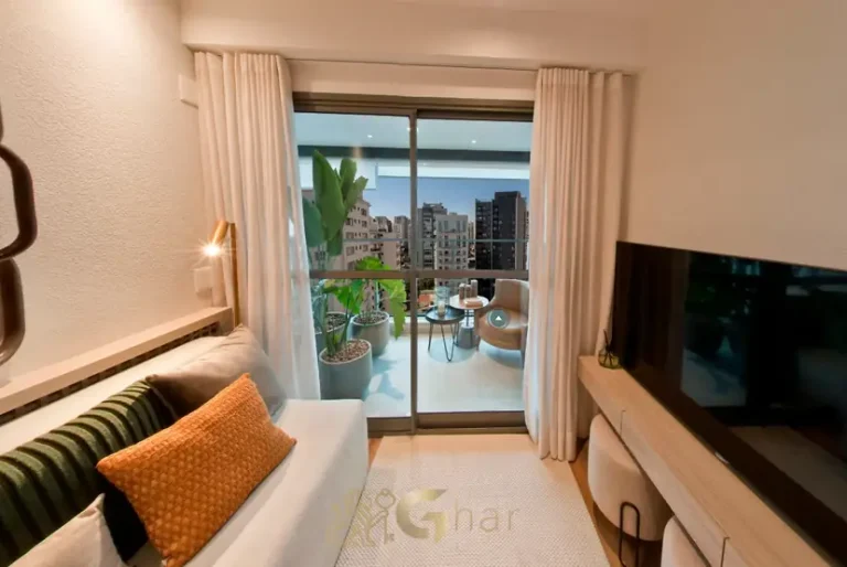 Terraço do apartamento decorado do condomínio MOA | 292 no bairro de Moema, São Paulo