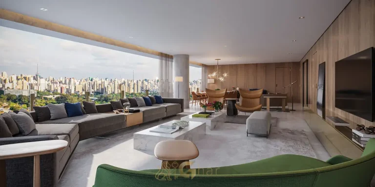 Terraço do apartamento decorado em apartamentos no bairro de Moema, São Paulo