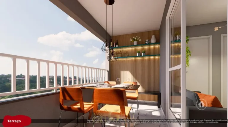 Terraço do apartamento decorado em apartamentos no bairro de Itaquera, São Paulo