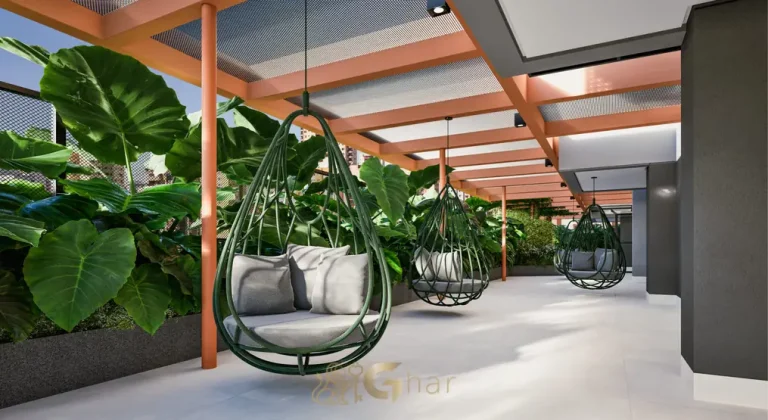 Terraço chill out do condomínio Zenion no bairro da Vila Olímpia, São Paulo