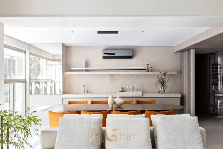 Terraço gourmet integrado ao living em apartamentos no bairro de Moema, São Paulo