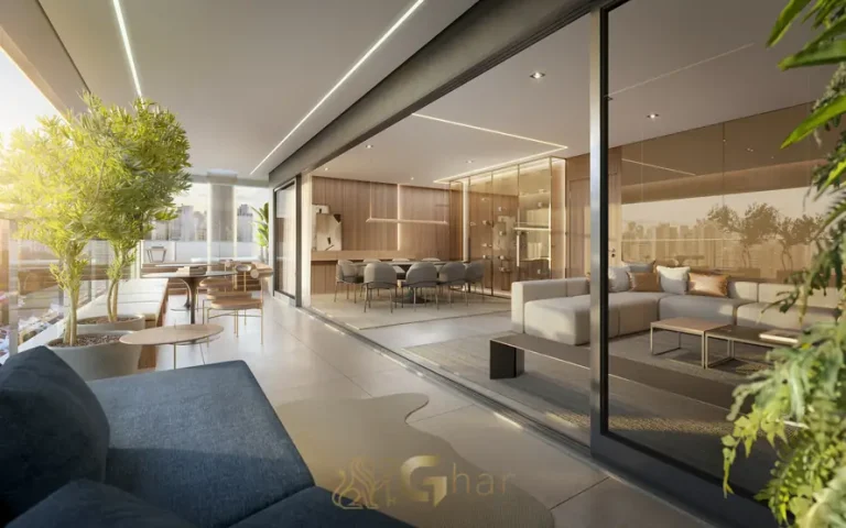 Terraço do penthouse decorado do condomínio Metropolitan Vila Nova by Helbor no bairro da Vila Nova Conceição, São Paulo