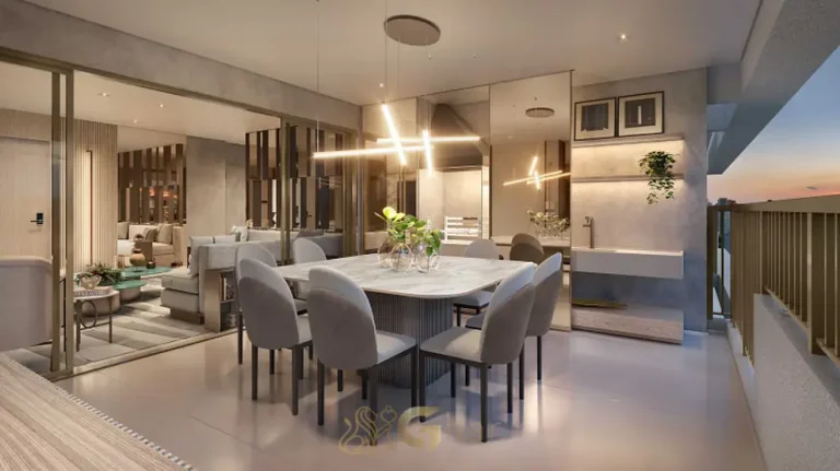 Varanda do apartamento decorado em condomínio residencial no bairro de Moema, na Zona Sul de São Paulo