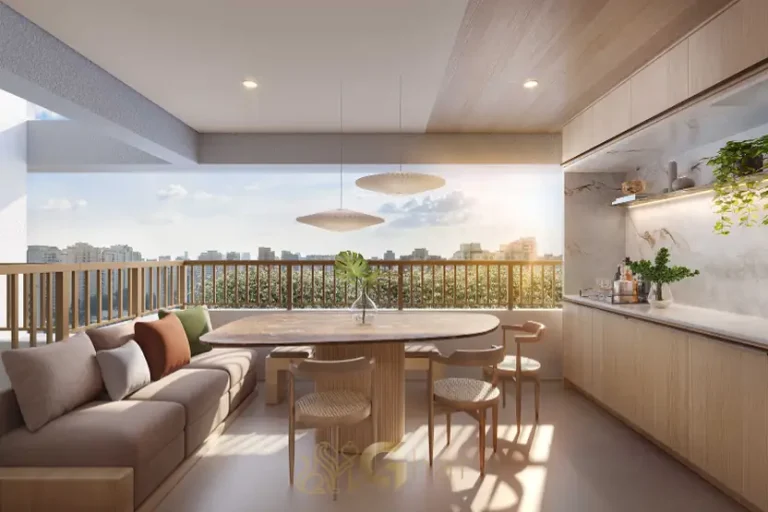 Varanda gourmet do apartamento decorado em apartamentos no bairro de Moema, São Paulo