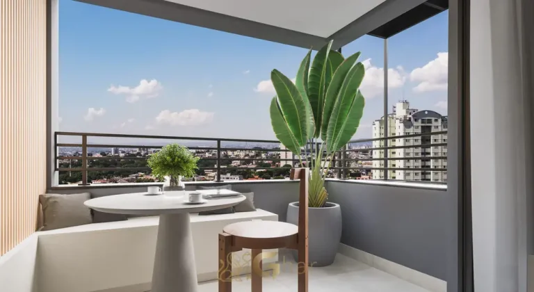 Varanda do apartamento decorado em condomínio residencial no bairro da Vila Olímpia, na Zona Sul de São Paulo