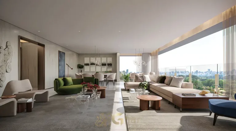 Varanda do apartamento decorado em condomínio residencial no bairro de Moema, na Zona Sul de São Paulo